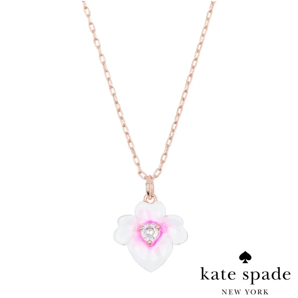 HP✨ Kate Spade rose gold pink pansy necklace